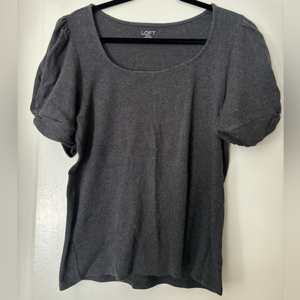 Grey Loft shirt with puffy knot sleeves